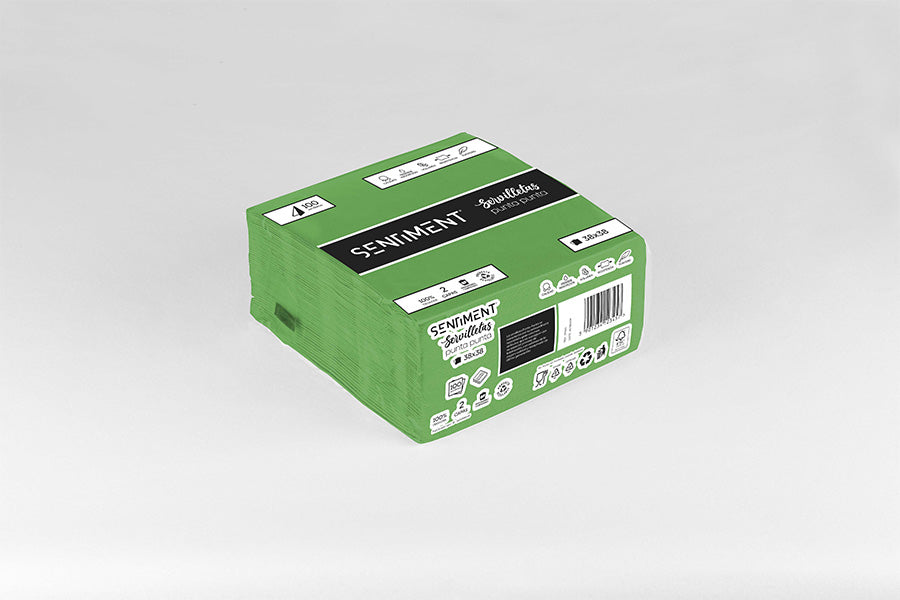 Servilleta Punta Punta 38x38cm Verde, 40uds 24paq