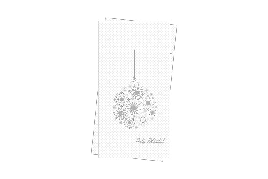 Kanguro Punta Punta 40x40cm Blanco Deco. Bola Navidad (Tinta Plata), 480uds