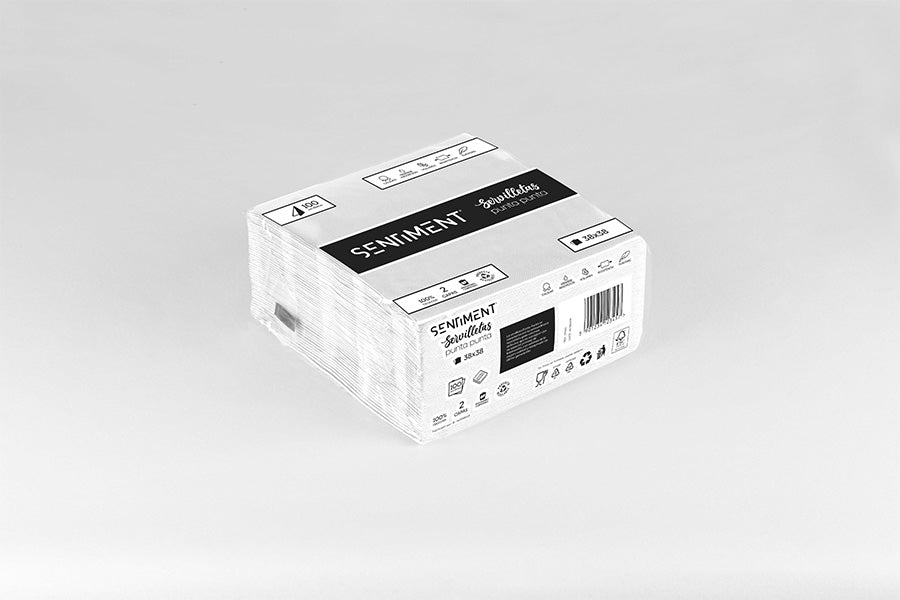 Servilleta Punta Punta 38x38cm Blanco, 40uds 24paq