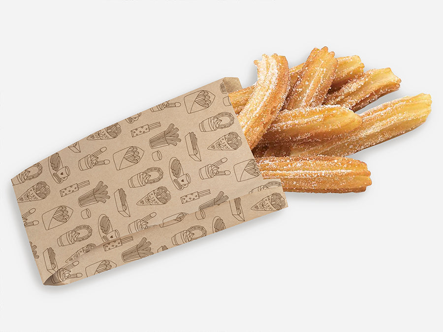 Bolsa Papel Antigrasa 18+7x32cm 35gr Eco Nature Deco. Churreria, 1.000uds