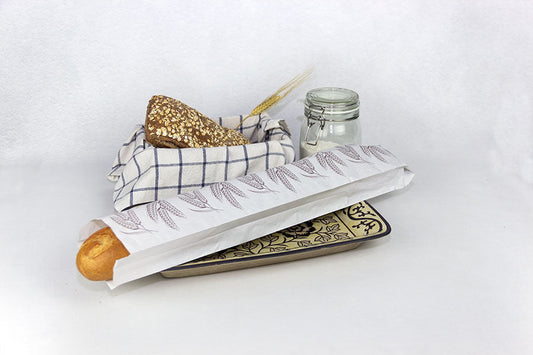 Bolsa Papel 12+6x58cm 40gr. Blanco Deco. Espigas