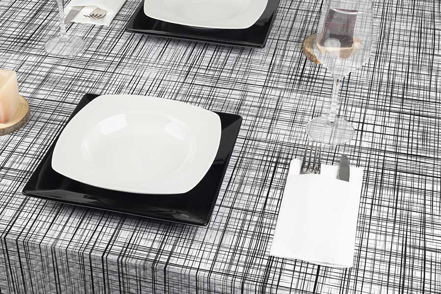 Mantel Papel 100x100cm Blanco Deco. Urban Negro, 400uds