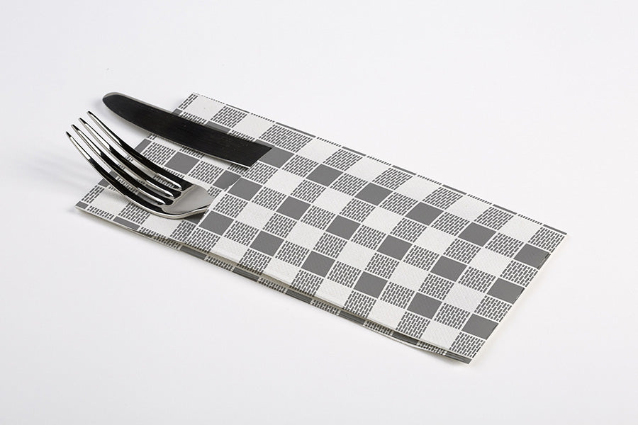 Kanguro Punta Punta 40x40cm Blanco Deco. Vichy Gris, 960uds