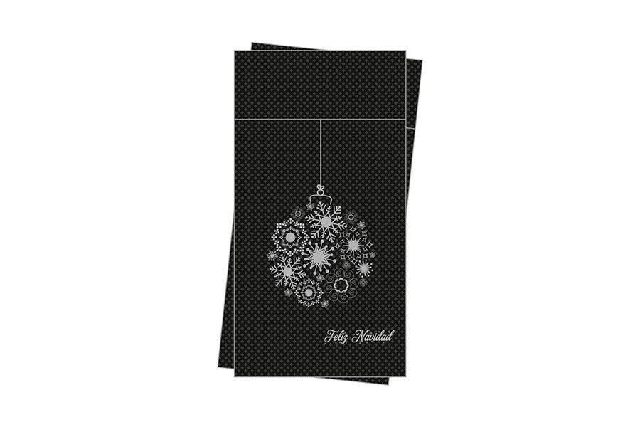 Kanguro Punta Punta 40x40cm Negro Deco. Bola Navidad (Tinta Plata), 480uds