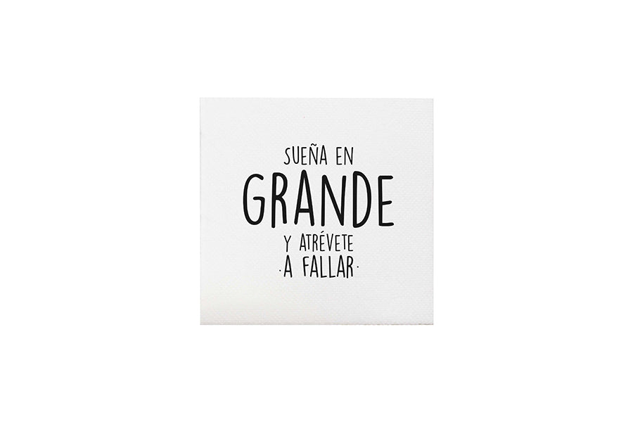 Servilleta Punta Punta 20x20cm Blanca Deco. Frases