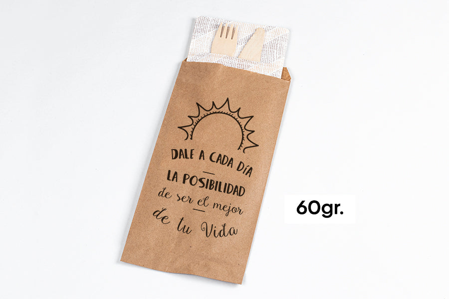 Bolsa Papel Portacubiertos 9x24cm 60gr Kraft Verju