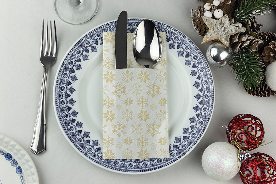 Kanguro Air Soft 40x40cm Blanco Deco. Estrellas Tinta Oro, 240uds