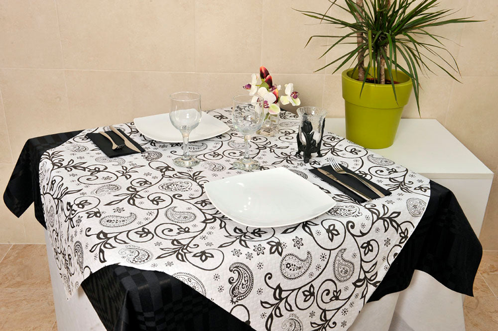 Mantel Papel 100x120cm Blanco Deco. Cachemir, 400uds (Retractilado y con código EAN)