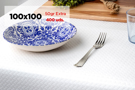 Mantel papel blanco 100x100 50gr. EXTRA 400uds.