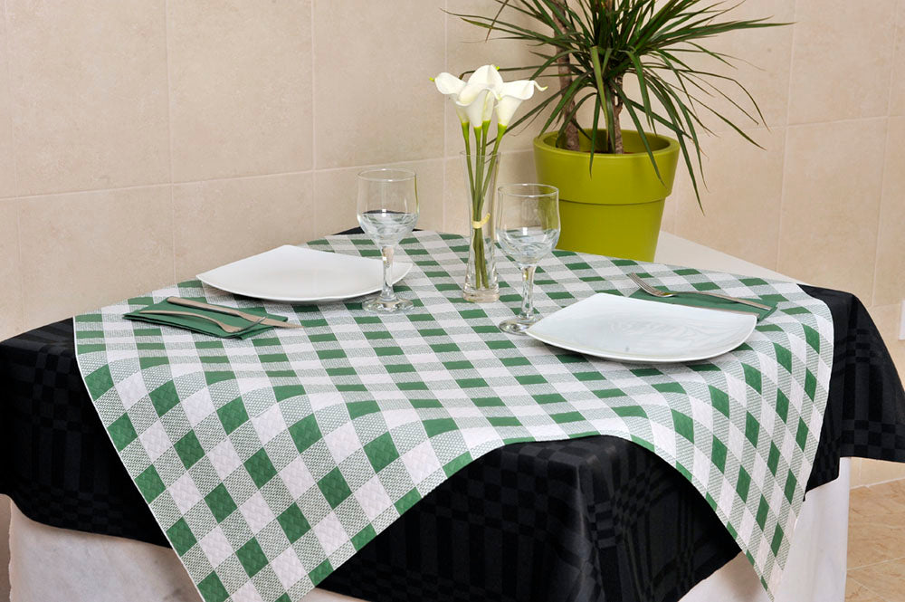 Mantel Papel "No Se Vuela" 100x100cm Blanco Deco. Cuadros Verde, 400uds