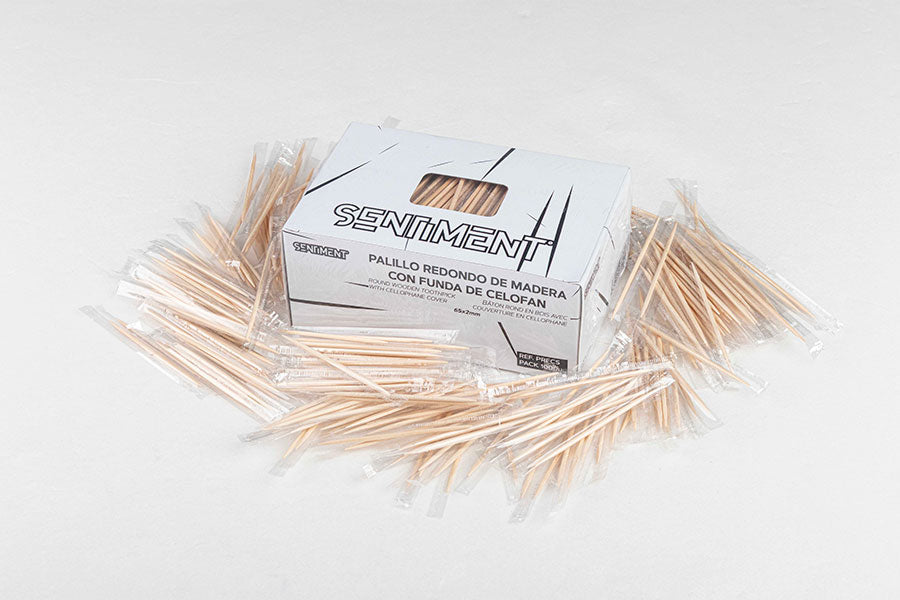 Palillo Redondo Madera Funda Celofán (24pq x 1000u
