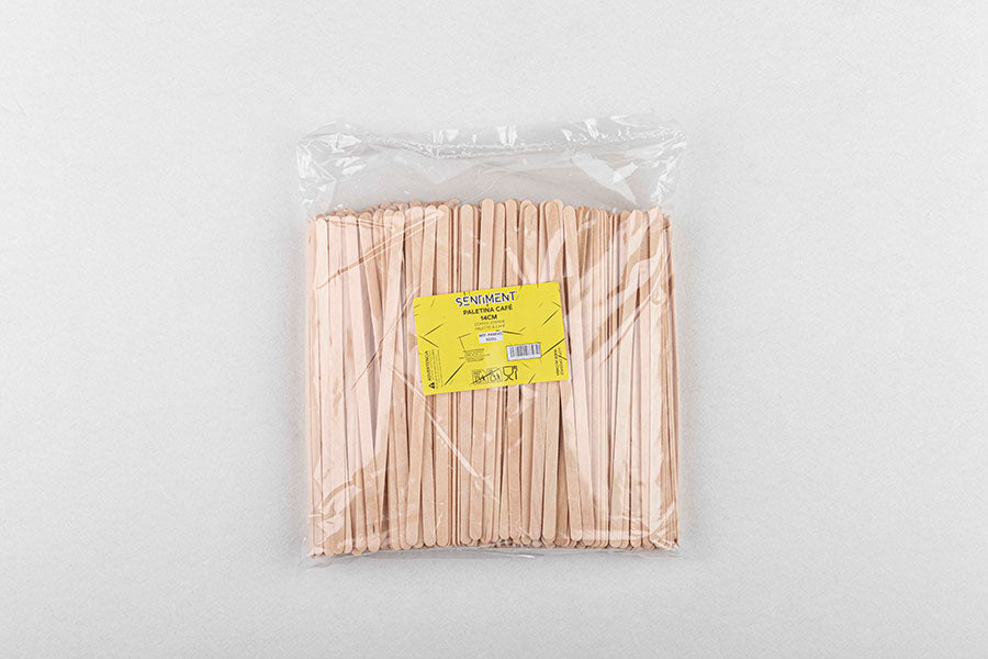 Paletina madera café 14cm Con Funda 500 uds