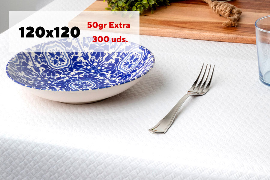Mantel papel 120x120cm 50gr Extra, 300uds