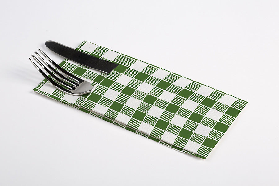 Kanguro Punta Punta 40x40cm Blanco Deco. Vichy Verde, 960uds