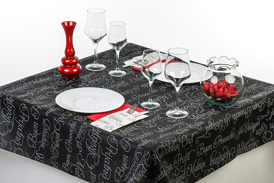 Mantel Novotex 120x120cm Negro Decorado - BP - BP