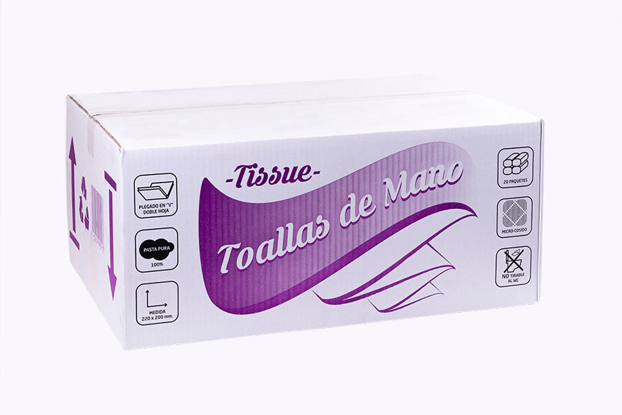 Toalleta Tissue 2 capas 21x22cm 150uds