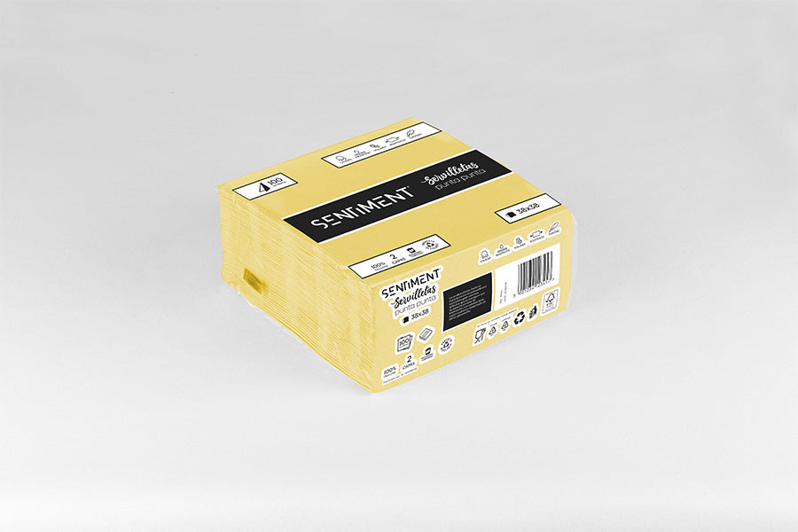 Servilleta Punta Punta 38x38cm Amarillo, 40uds 24p