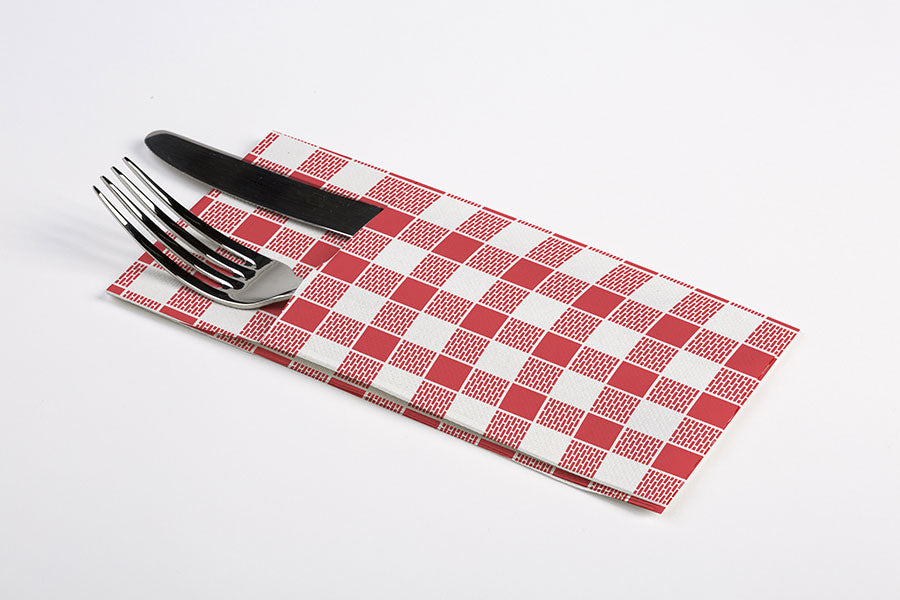 Kanguro Punta Punta 40x40cm Blanco Deco. Vichy Rojo, 960uds