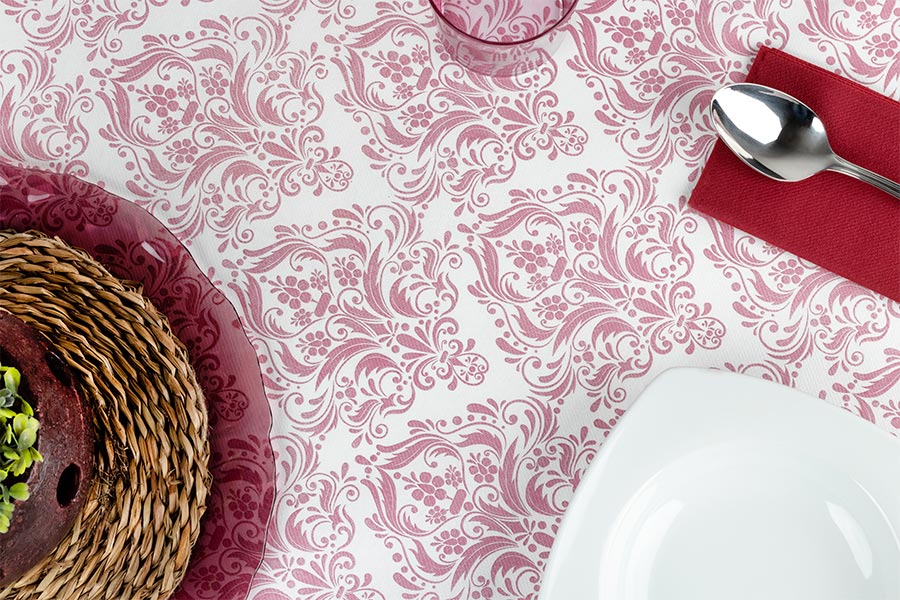 Mantel Air Soft 120x120cm Burdeos Deco. Versalles, 100uds