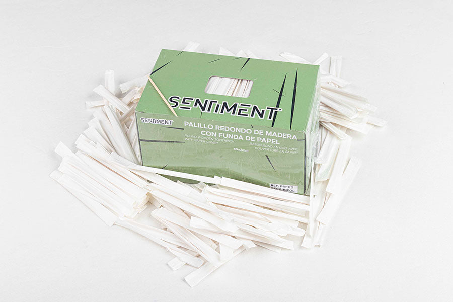 Palillo Redondo Madera Funda Papel (24pq x 1000uds)