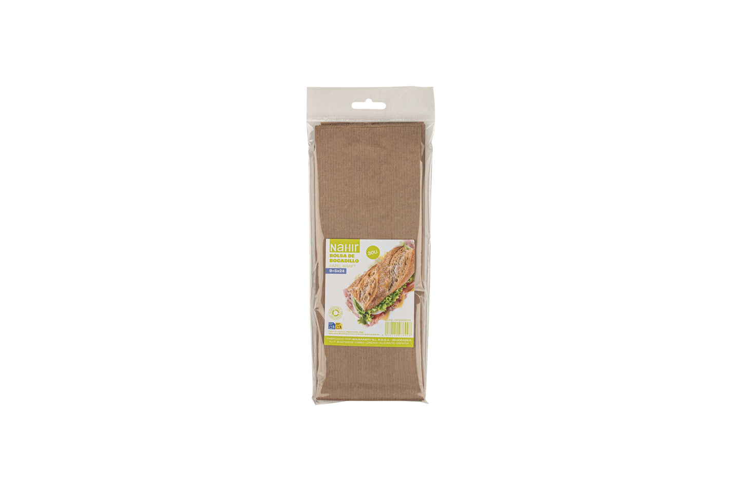 Bolsa Papel 9+5x24cm 35gr Kraft Verjurado Embolsad