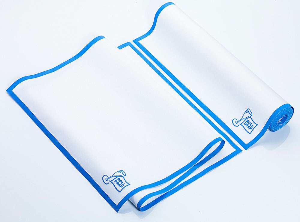 Roll Drap Paño Blanco Cenefa Azul Extralargo 40x80