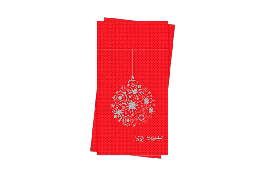 Kanguro Punta Punta 40x40cm Rojo Deco. Bola Navidad (Tinta Plata), 480uds