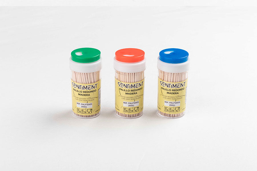 Palillero de Plástico con 200 Palillos de Bambú (12pq x 24uds)