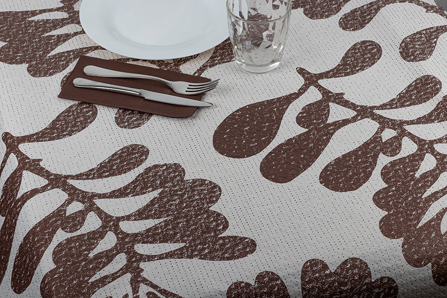 Mantel Papel 100x100cm Blanco Deco. Carrasca Chocolate, 400uds (Retractilado y codificado)