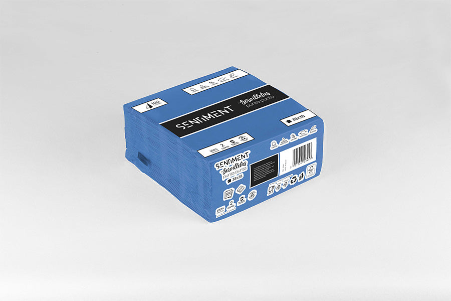 Servilleta Punta Punta 38x38cm Azul, 40uds 24paq -