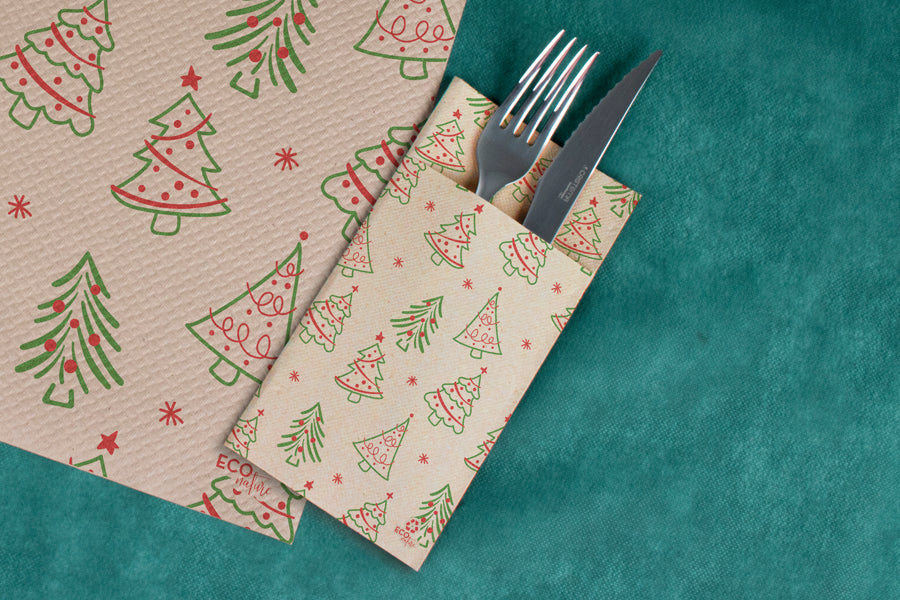 Kangucel Punta Punta 40x40cm Eco Nature Deco. Aspen, 480uds (Tinta Roja y Verde)