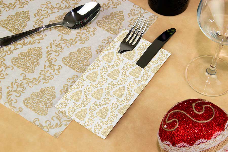 Kanguro Air Soft 40x40cm Blanco Deco. Nantes Tinta Oro, 240uds