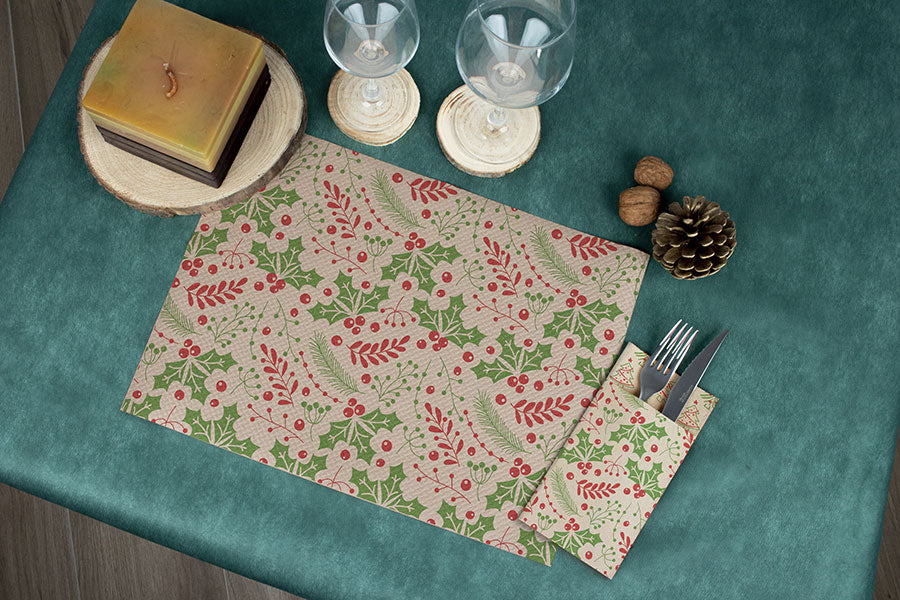 Kangucel Punta Punta 40x40cm Eco Nature Deco. Muérdago, 480uds (Tinta Roja y Verde)