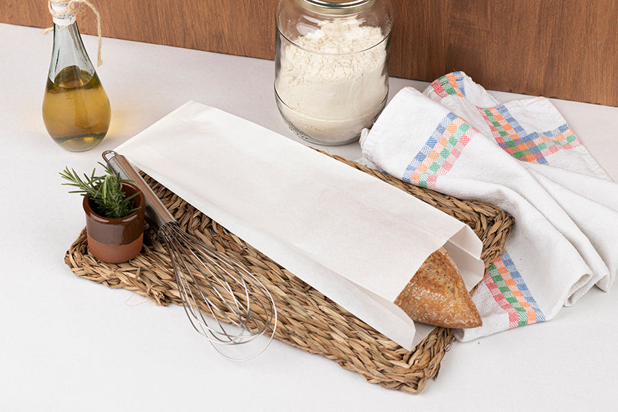 Bolsa Papel Antigrasa 9+5x32cm 35gr Blanco, 1.000uds