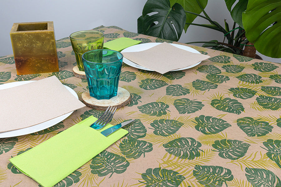 MANTEL ECO NATURE 100X100 400U DECO. MONSTERA RET.
