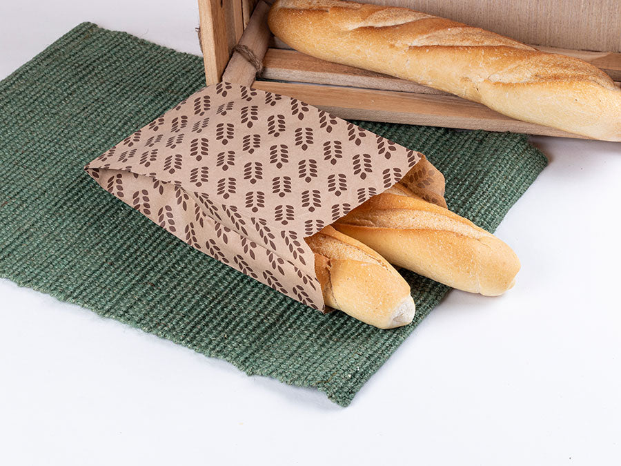 Bolsa Papel 14+7x28cm 35gr. Kraft Deco. Espigas