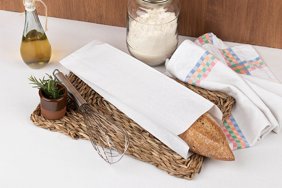 Bolsa Papel 9+5x32cm 40gr. Blanco Estándar