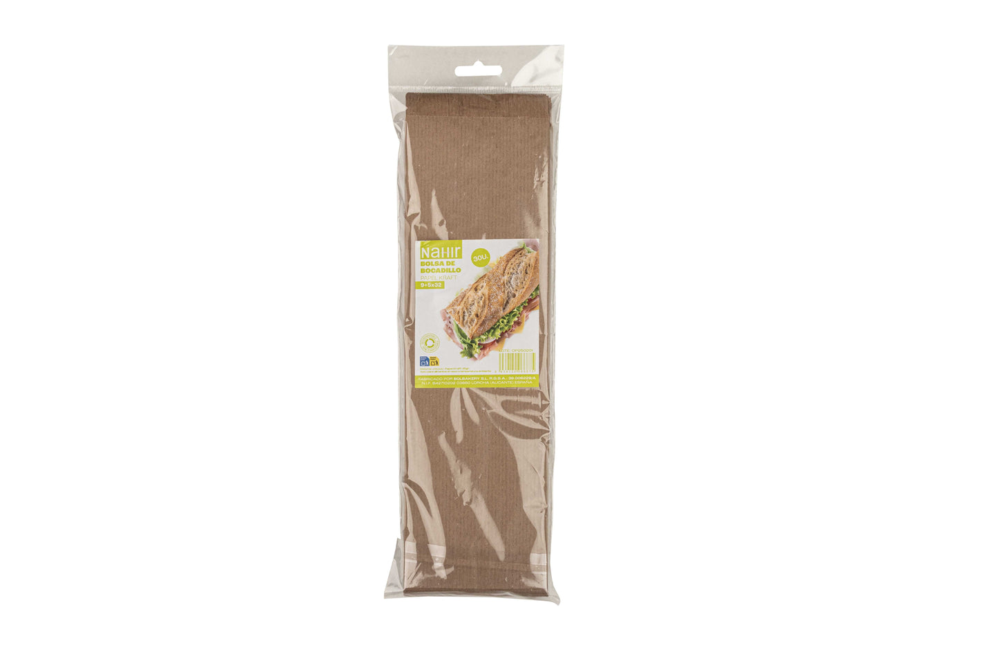 Bolsa Papel 9+5x32cm 35gr Kraft Verjurado Embolsad