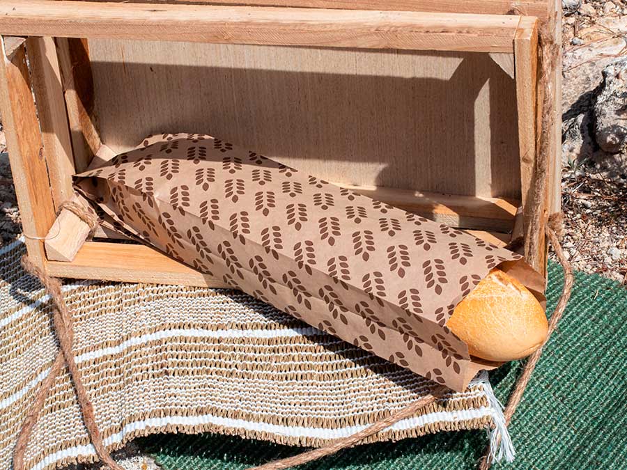 Bolsa Papel 12+6x58cm 35gr Kraft Deco. Espigas, 1.000uds