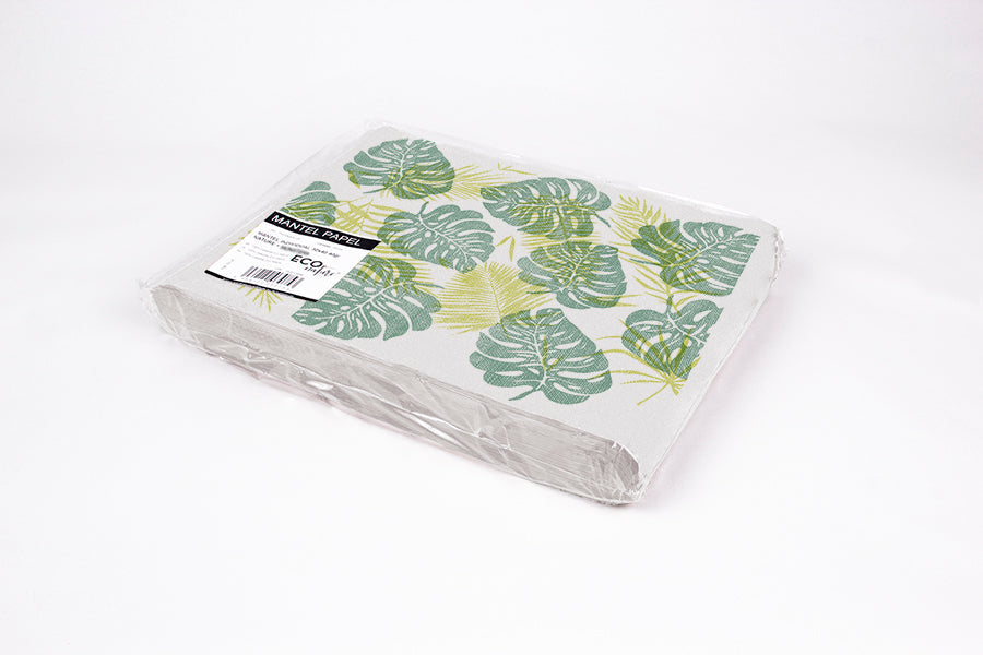 Mantel papel 30x40 Blanco 100gr. Dec Monstera 500u