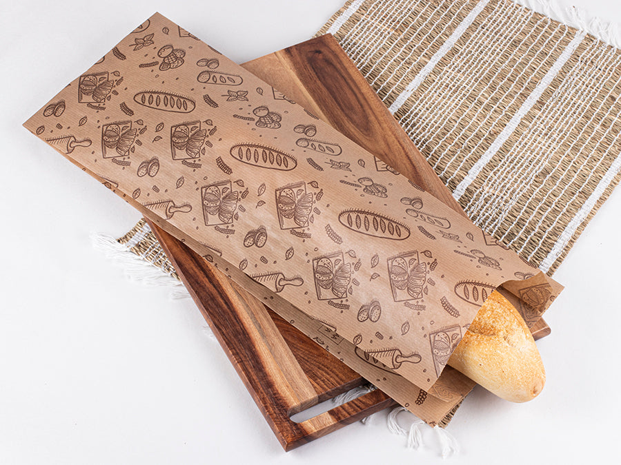 Bolsa Papel 22+12x36cm 40gr Kraft Verjurado Bakery