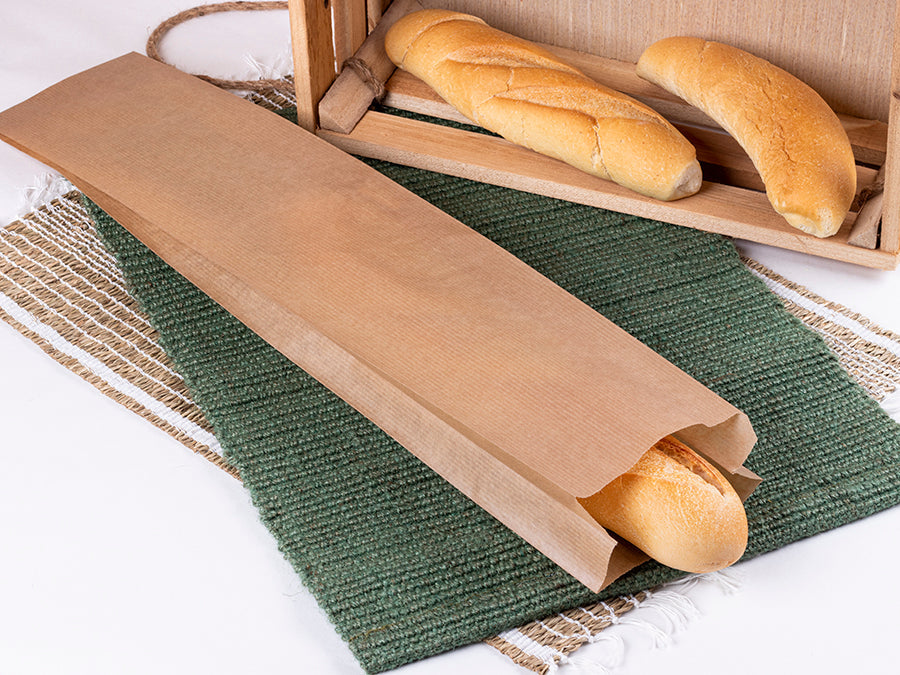 Bolsa Papel 12+6x58cm 35gr. Kraft Verjurado