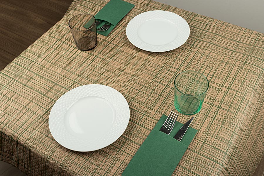 Mantel Doblado 100x100cm Eco Nature Urban Verde, 250uds (Retractilado con código EAN)