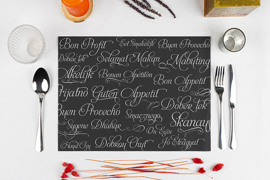 Mantel Cortado Startex 30x40cm Negro Deco. Buen Provecho