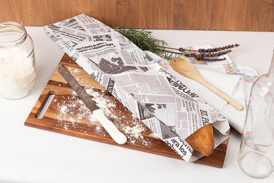 Bolsa Papel 12+6x58cm 40gr Blanco Deco. Prensa, 1.000uds