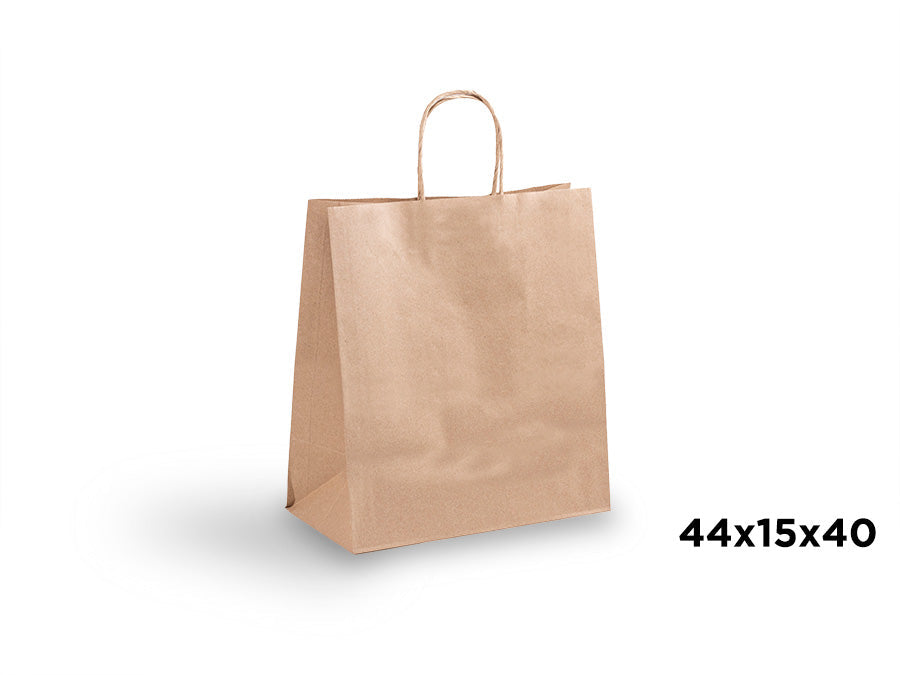 Bolsa Papel Kraft Asa Rizada 44x15x40cm 100gr, 180uds