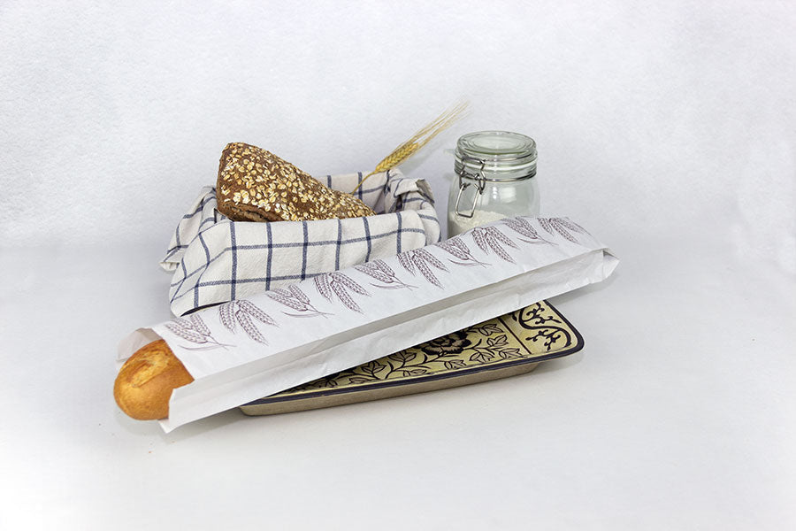 Bolsa Papel 9+5x58cm 40gr Blanco Deco. Espigas, 1.000uds