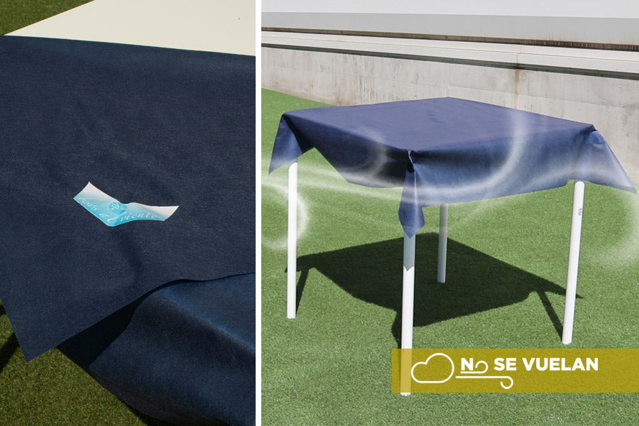 Mantel Cortado Novotex "No se vuela" 100x100cm Color Azul, 150uds