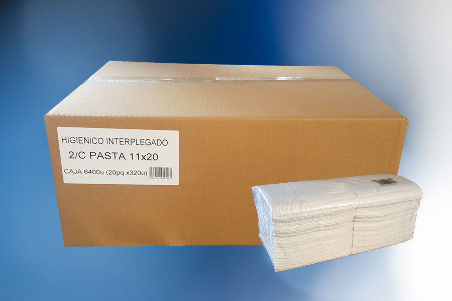 Higiénico Interplegado 11x20cm 2 Capas, 20x320uds (6400ud/caja)