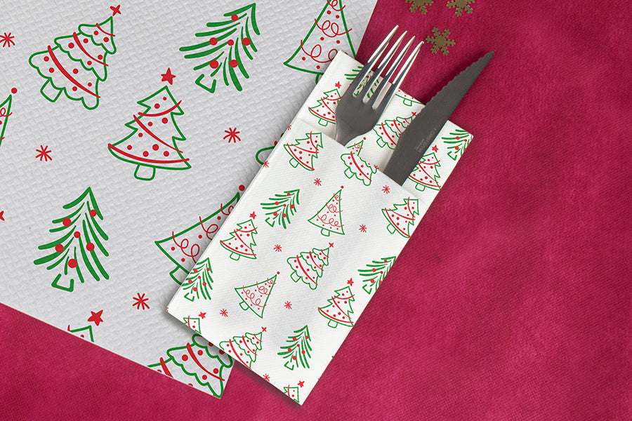 Kanguro Punta Punta 40x40cm Blanco Deco. Aspen (Tinta Roja y Verde), 480uds